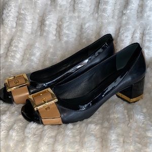Tory Burch heels Black and Tan w/ gold